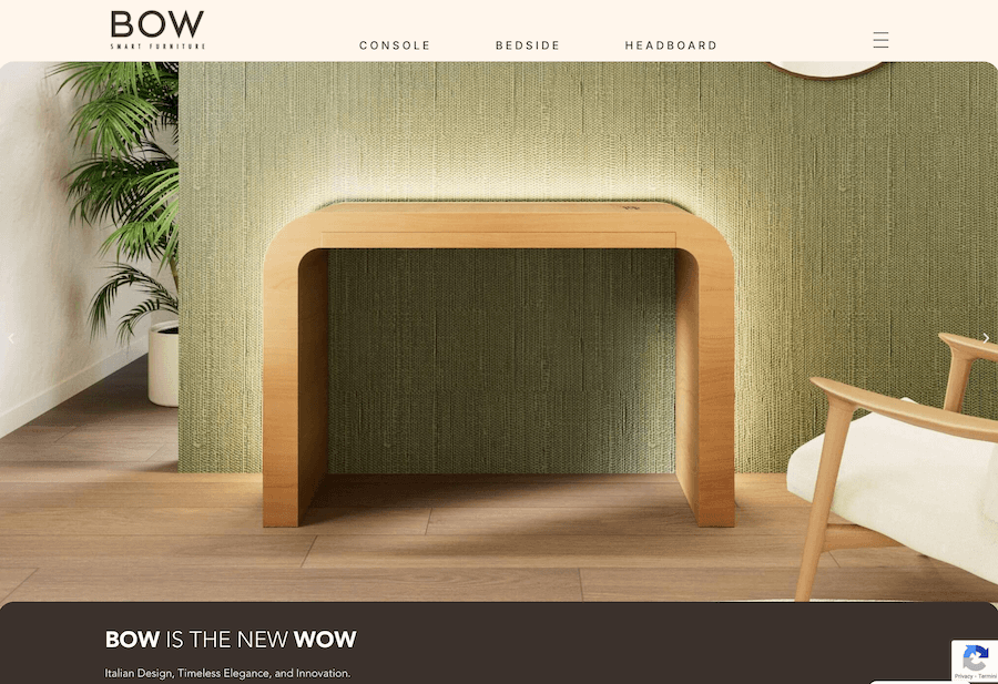 Sito web realizzato da Alessandro Tei per Bow Furniture