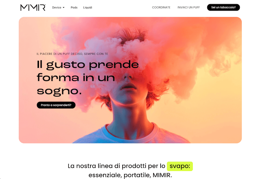 Sito web realizzato da Alessandro Tei per Mimir Vape