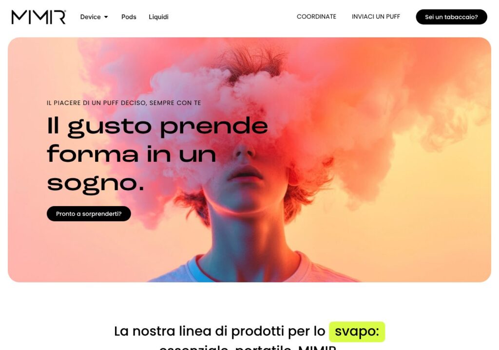 Sito web realizzato da Alessandro Tei per Mimir Vape